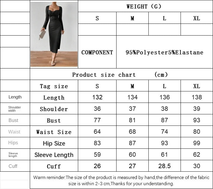 LIZAKOSHT  -  Women Elegant Lady Style Dress Square Neck Sexy Slit Slim Fit Midi Skirt Dresses