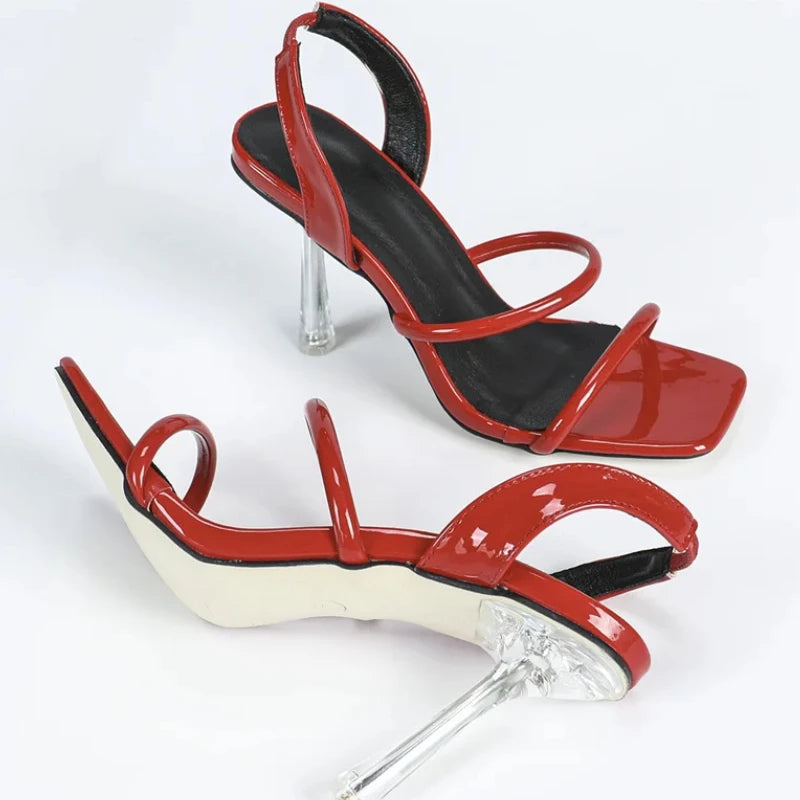 LIZAKOSHT  -  Solid color square Back Strap thin high heel sexy summer non-slip designer shoes fashion party open toe women sandal women shoes