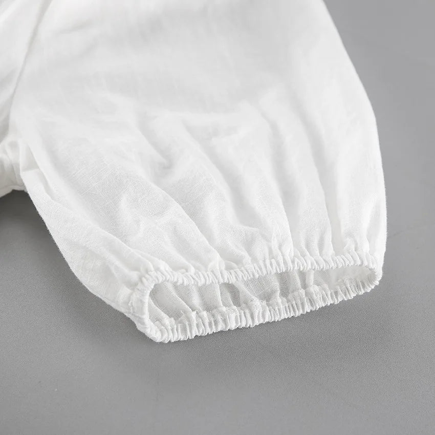 LIZAKOSHT  -  White Backless Summer Dress For Women Short Sleeve Slim V-Neck High Waist Elegant Commute Dress Female Bandage Long Dress