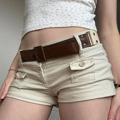 LIZAKOSHT  -  American Retro Button Pocket Tooling Shorts Women Waist Hot Casual Pants