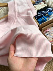 LIZAKOSHT  -   Pink Knitted T-shirts Woman Summer Scoop Neck Short Sleeve Slim T-shirts Female Casual Simple Solid Elegant Cotton Crop Tops
