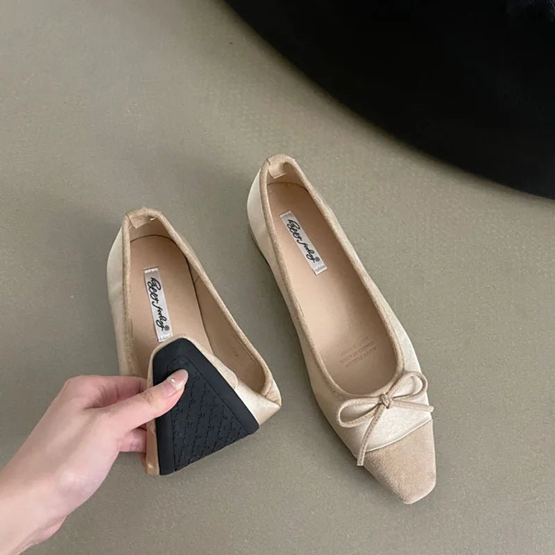 LIZAKOSHT  -  Spring New Brand Women Flat Shoes Fashion Round Toe Shallow Slip On Ladies Elegant Ballerina Shoes Dress Boat Shoes New