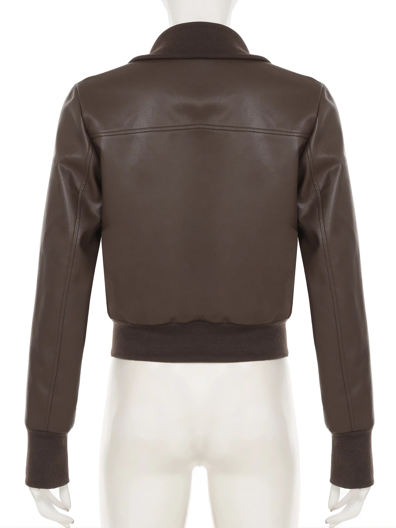 LIZAKOSHT  -  Safari Style Big Pockets Jackets Casual Pu Leather Turn-Down Collar Long Sleeve Coats Women Autumn Winter Fashion