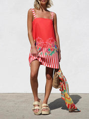 LIZAKOSHT  -  Leisure vacation style cute printed mini camisole dress fashionable daily sweet girl dopamine style camisole dress