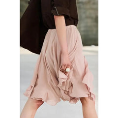 LIZAKOSHT  -  Autumn Fashion Comfortable Layered Decorative f-length Skirt New Women's Clothing Sexy High-waist A-line Midi Solid Skirts