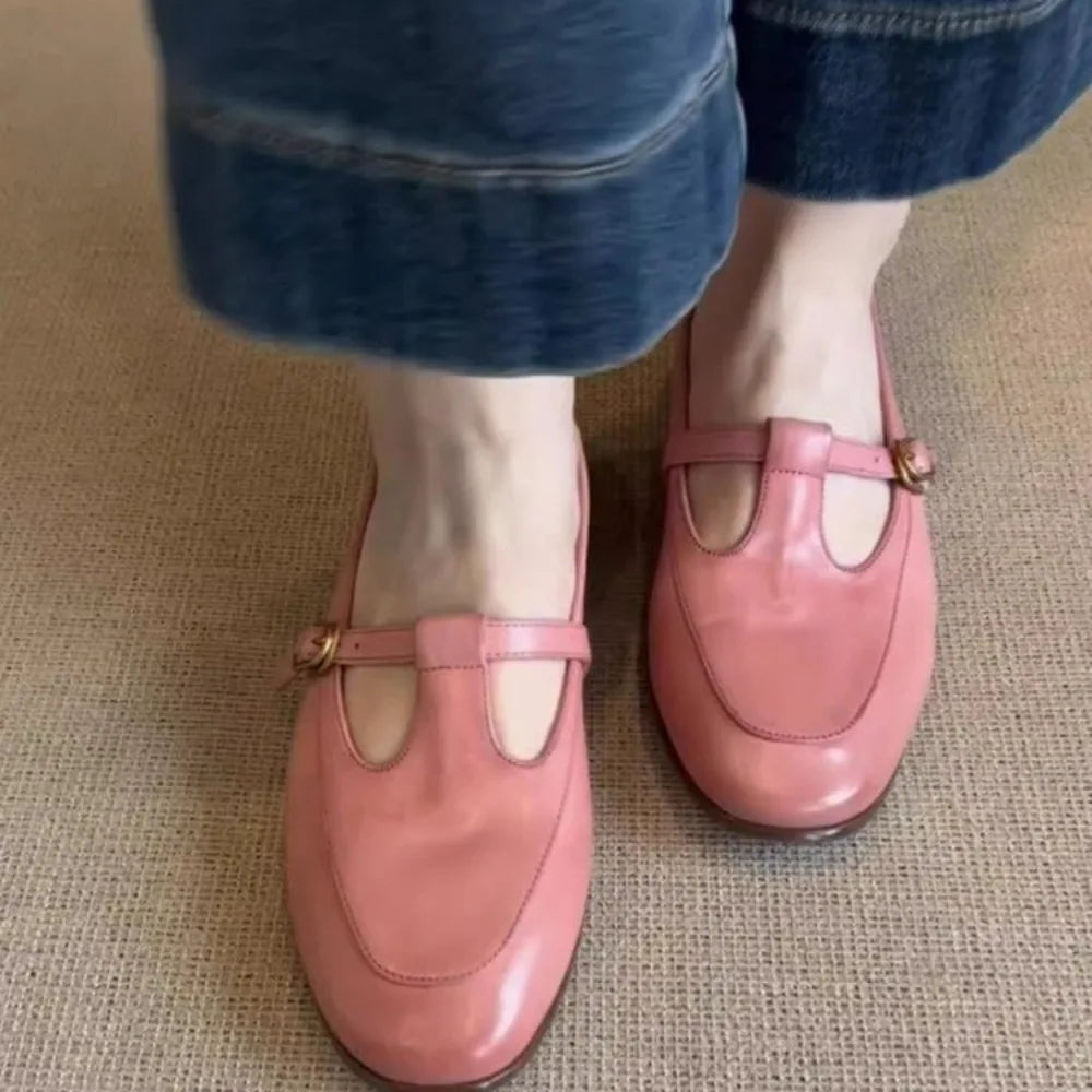 LIZAKOSHT  -  Ladies Flat Shoes Square Toe British Style Small Leather Shoes Women New Silver Single  Fashionable Mary Jane Shoes