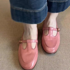 LIZAKOSHT  -  Ladies Flat Shoes Square Toe British Style Small Leather Shoes Women New Silver Single  Fashionable Mary Jane Shoes