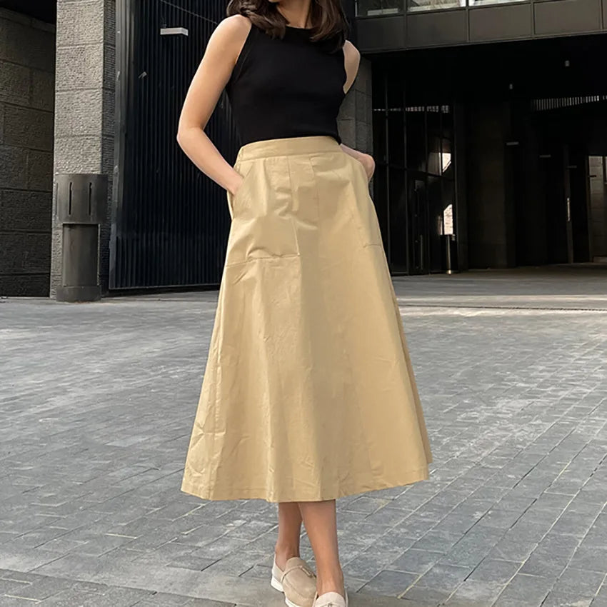 LIZAKOSHT  -  Commuting High Waisted A-line Skirt Spring New Khaki Suit Skirt Half Skirt Women's Clothing