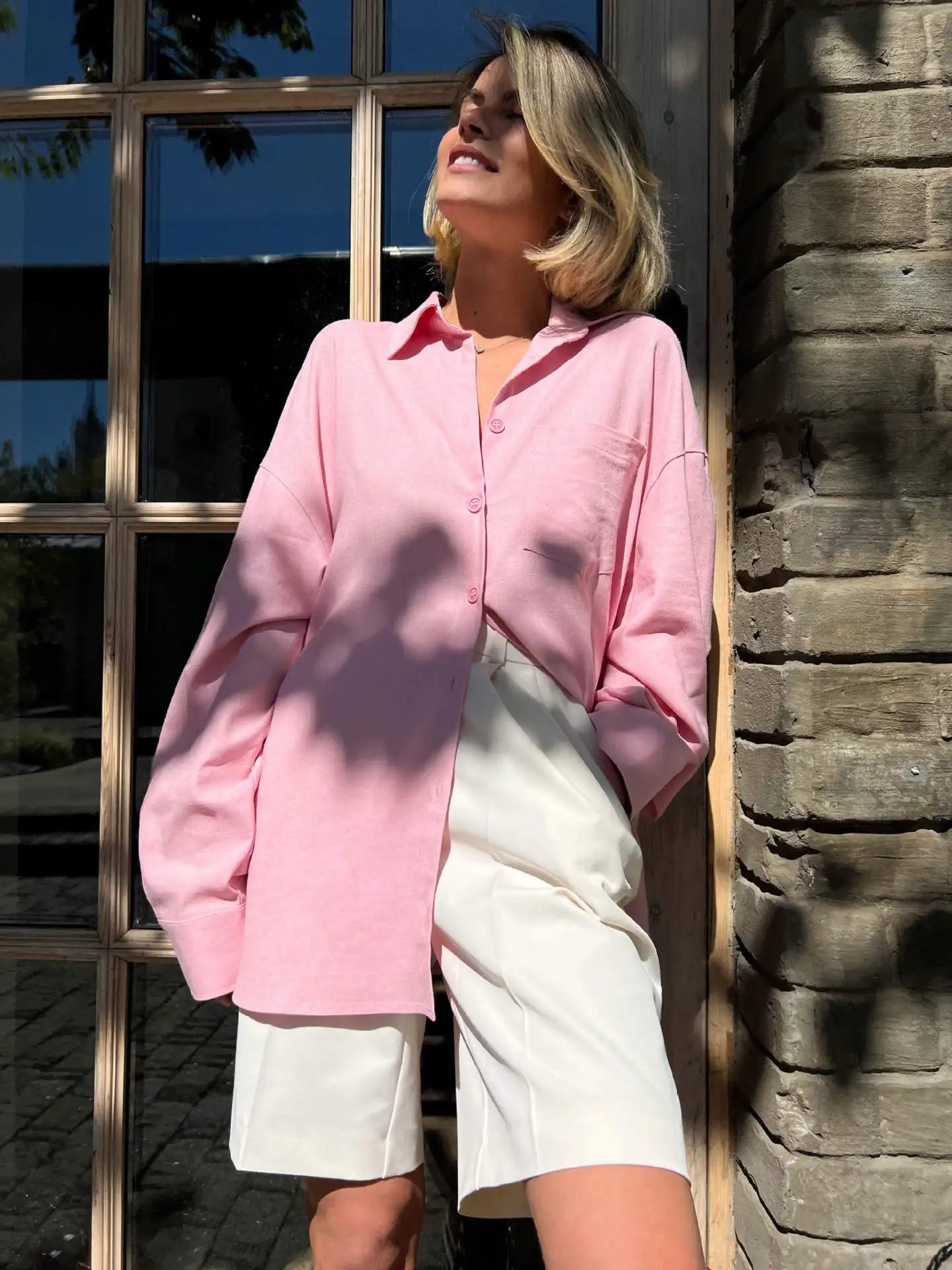 LIZAKOSHT  -  Straight Leg Pants Office Lady Loose Suit Shorts Pants Solid Versatile Shorts For Women High-waisted A-line Trousers