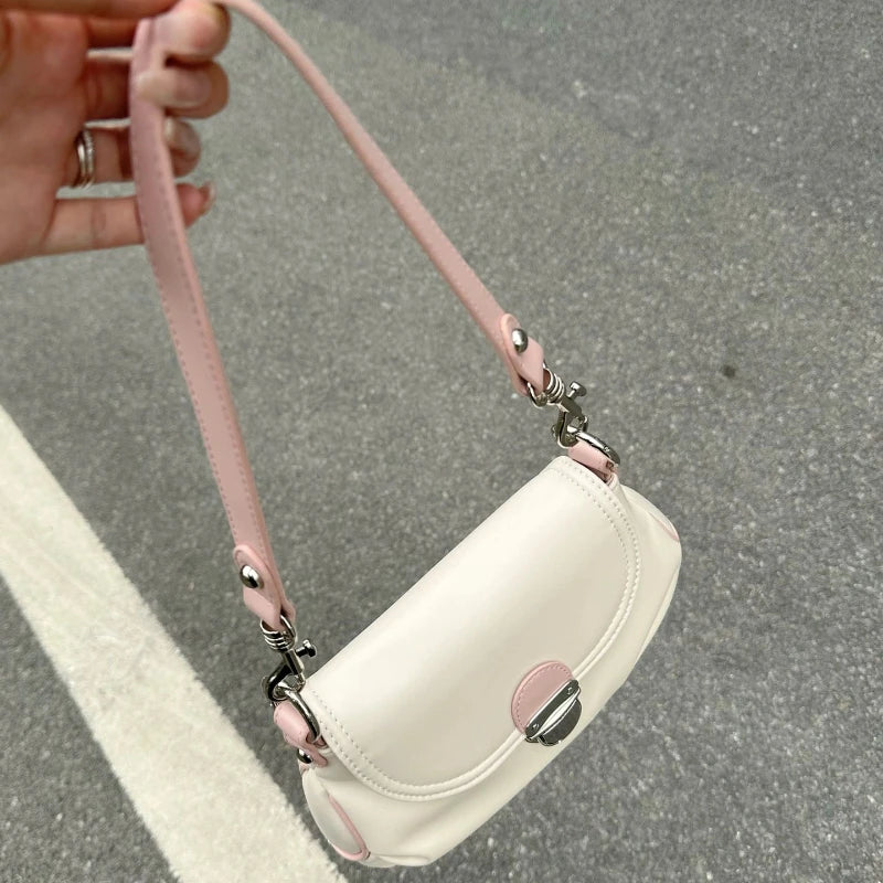 LIZAKOSHT  -  Fashion Sweet Women Simple Crossbody Bags Vintage Y2k Aesthetic Casual Shoulder Bag Soft Leather All Match Handbag Korean Trendy