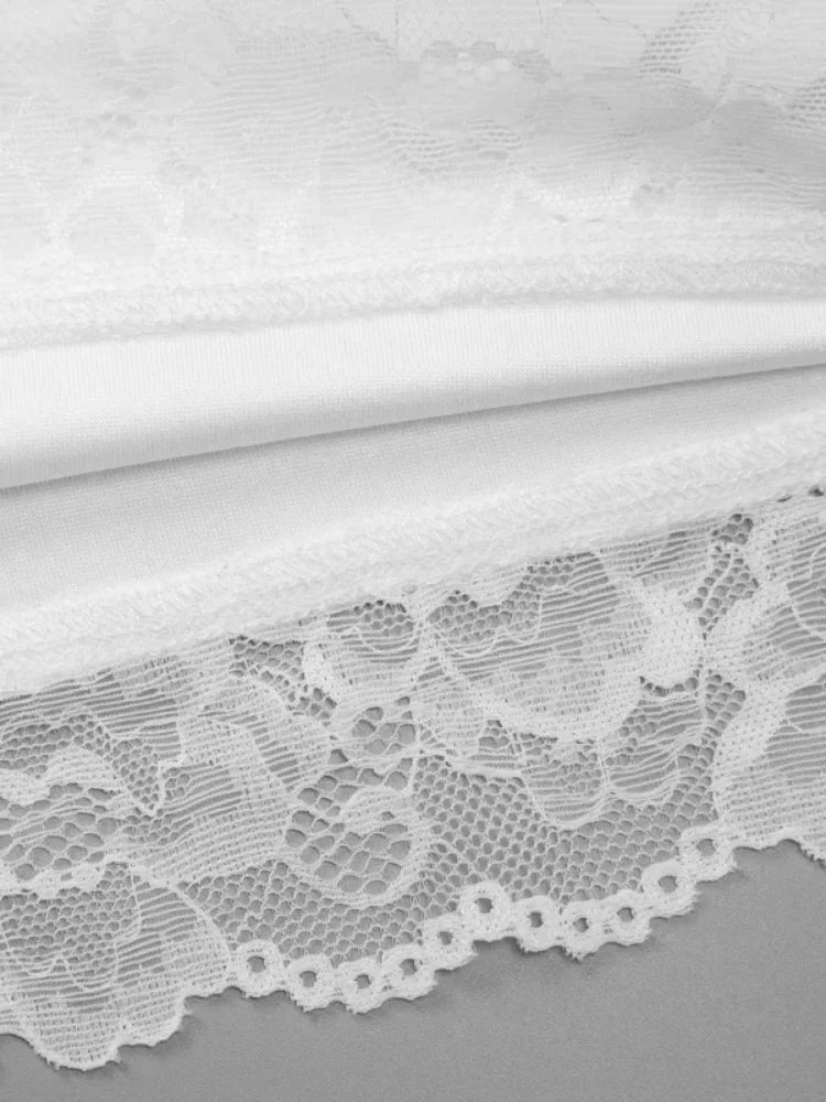 LIZAKOSHT  -  Solid Lace Tank Tops Women Sexy V-neck Backless Streetwear Spaghetti Patchwork Cropped Y2k Top New Women Chic Lace Vest