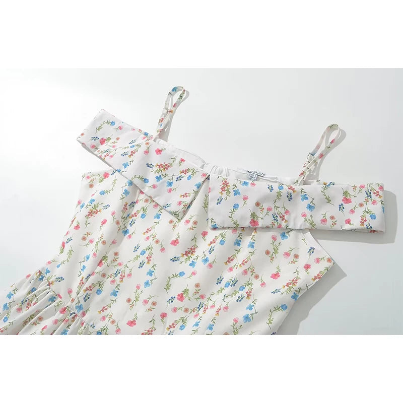 LIZAKOSHT  -  Elegant Women Sweet Floral Print Sexy Off Shoulder Dress Low Waist Summer Ladies Party Mini Dresses