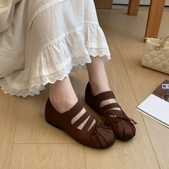 LIZAKOSHT  -  New Fashion Elastic Band Women Ballet Flats Dance Shoes Female Height Increasing Mary Janes Ladies Round Toe Footwear Flat Shoes