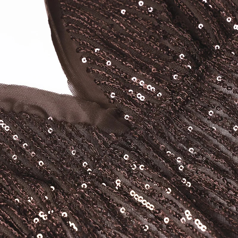 LIZAKOSHT  -  Retro Glitter Dress Sets Sexy V-neck Shiny Backless Lace-up Vest Glitter Skirt Set Fashion Party Club Women Dress Sets