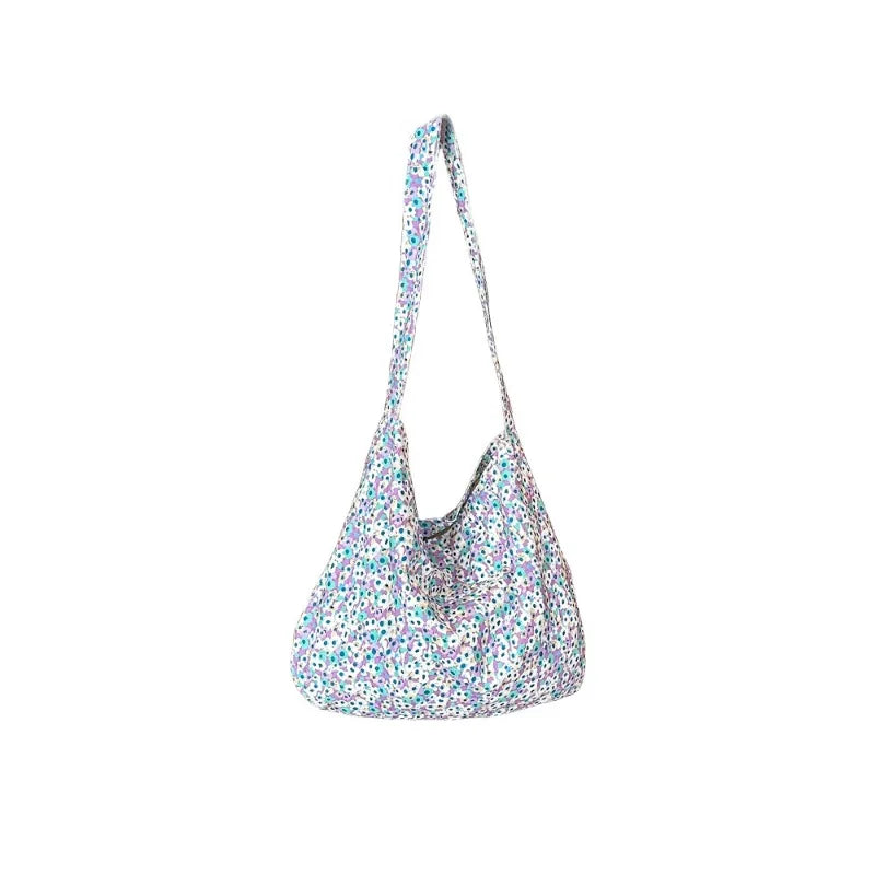 LIZAKOSHT  -  Sweet Flower Print Women's Handbags High-capacity Grunge Harajuku Tote Bags College Students Y2k All Match Shoulder Underarm Bag