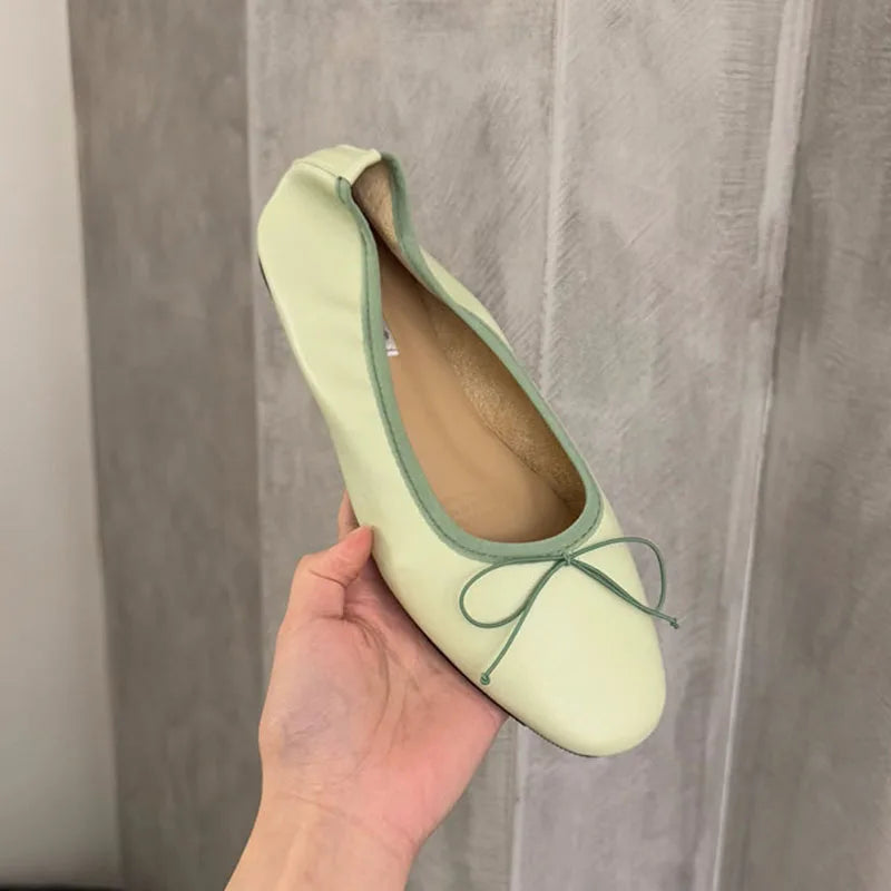 LIZAKOSHT  -  Fashion Round Toe Ladies Ballet Flats Female Slip On Footwear Shoes Butterfly-Knot New Spring Summer Flat With Shoes For Women