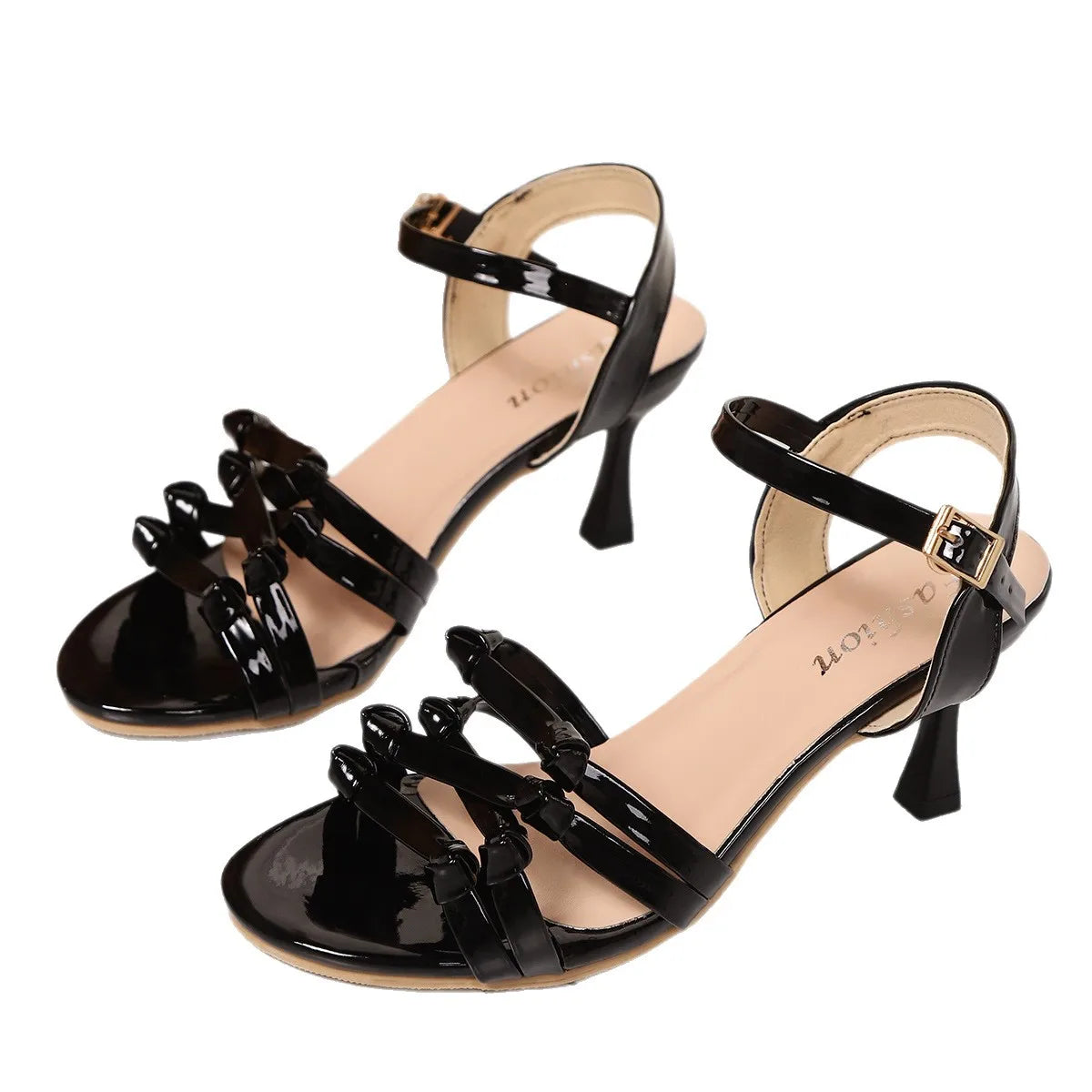 LIZAKOSHT  -  New Women Sandals Ankle Strap Gladiator Sandals Women High Heels Cross Straps Gold Summer Shoes Woman Sandalias De Mujer