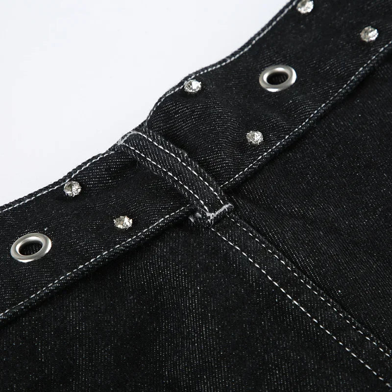 LIZAKOSHT  -  New Punk Gothic Denim Pants Women Y2K Vintage Streetwear Harajuku Y2k E-girl High Waist Wide Leg Pants Emo Alt Jeans Femme