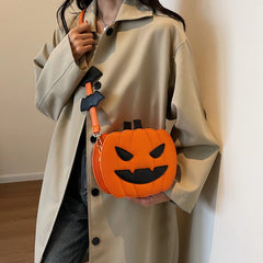 Halloween Pumpkin Crossbody Bag for Women Novelty Pumpkin Purse Halloween Devil Shoulder Bag Funny Crossbody Purse