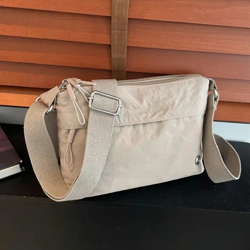 LIZAKOSHT  -  Waterproof Canvas Nylon Crossbody Bag Lightweight Faionable Mom Bag Leisure Walking oulder Bag Zipper Closure Soft Ox...