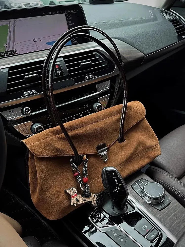 LIZAKOSHT  -  New Brown Suede High-end Tote Bag Fashionable Women's Bag Versatile Suede Handbag Single Shoulder Armpit Bag Commuter Bag