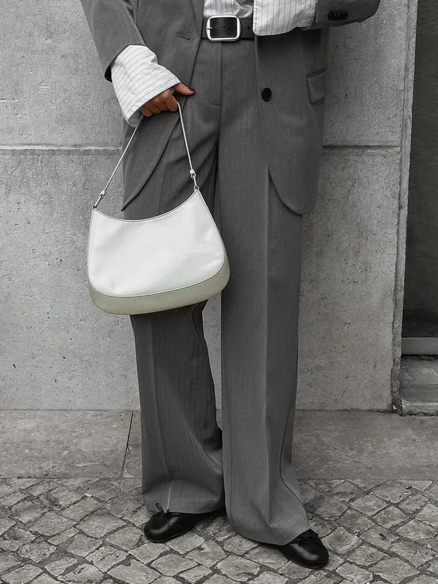 LIZAKOSHT  -  Women's Spring Summer New Loose Wide-Leg Suit Pants Elegant Office Classic Straight-Leg High-Waist Suit Trousers
