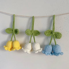 Lily Orchid Pendant Finished Crochet Flower Knitted Flower Diy Flower String Keychain Car Interior Pendant Crochet Accessories