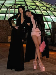 LIZAKOSHT  -  Furry Backless 2-Piece Set Women Turtleneck Rivets Vests+Mini Elastic Waist Shorts Sexy Midnight Street Fashion Suit