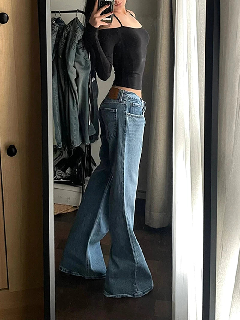 LIZAKOSHT  -  Women Vintage Blue  Jeans Baggy High Waist Cowboy Pants Harajuku Straight Denim Trousers 90s Y2k Trashy 2000s Clothes