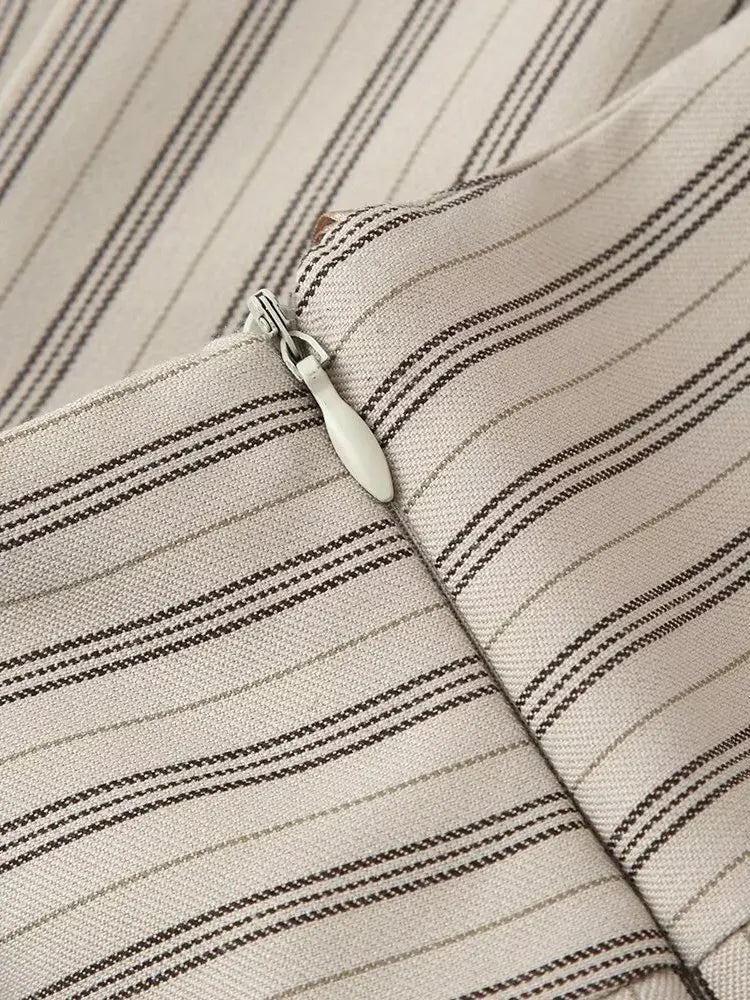 LIZAKOSHT  -  Fashionable A-Line  Skirt Women's Clothing Stripe Decorative Button Short Skirt Pants Polyester Fabric mid Waist Design