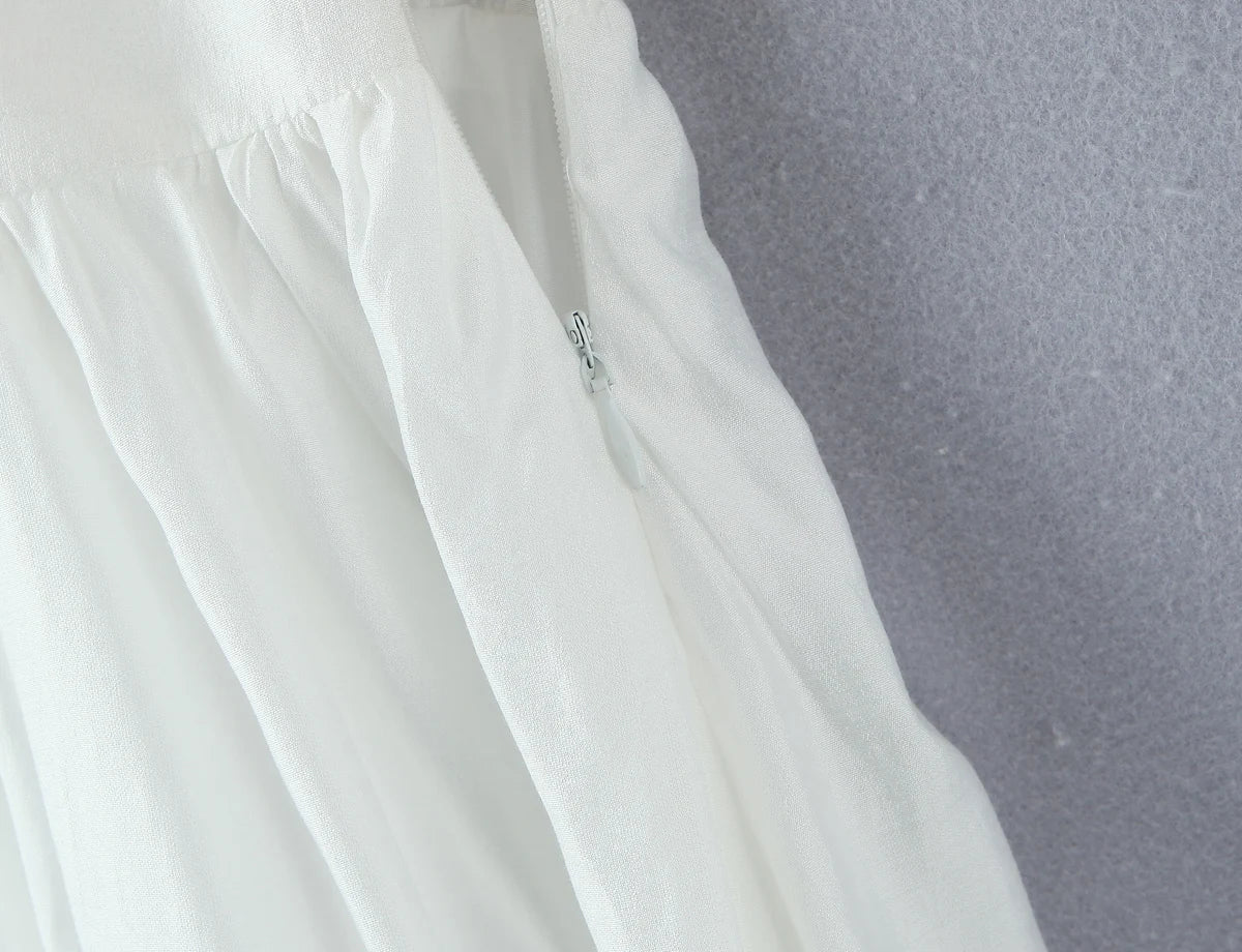 LIZAKOSHT  -  Spring Summer Sexy White Camisole Women Side Zipper BUD Hem Loose Short Tank Top Vest Tee