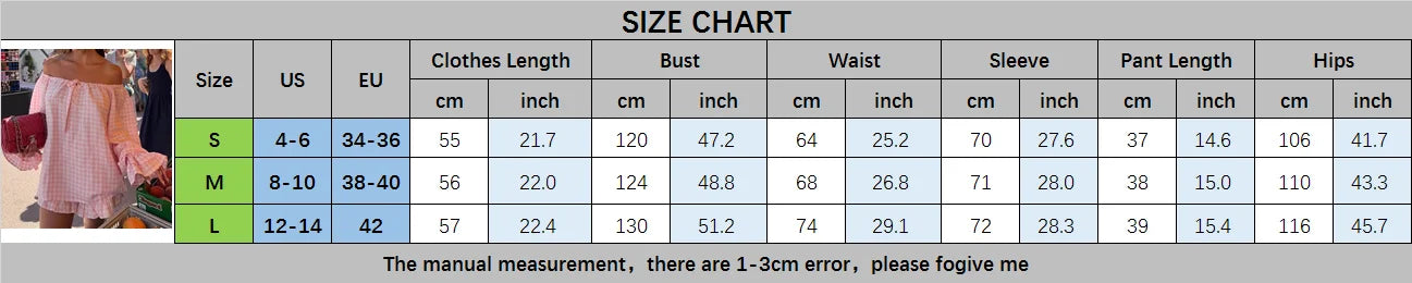 LIZAKOSHT  -  Vintage Plaid Pajama Set Elegant Lady Off Shoulder Tops + Ruffle Shorts Women 2 Piece Lounge Outfit Loose Sleepwear