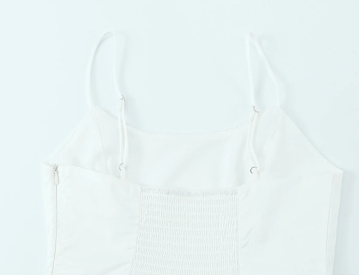 LIZAKOSHT  -  Sexy Cotton Spliced Lace O neck Camisole Camis Women Summer Elastic Back Tank Tops Side Zipper Girl Slim Waist Crop Top