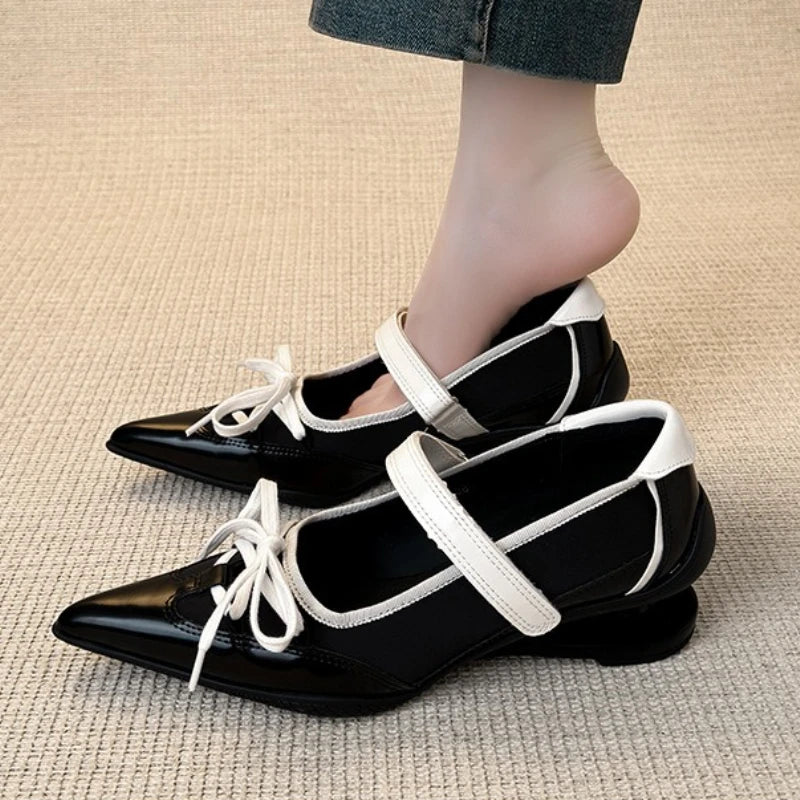 LIZAKOSHT  -  Fashion Pointed Toe Butterfly Knot Strange Style Mary Jane Shoes Women Designer Sports Ballet Shoes Elegant Party Dress Pumps