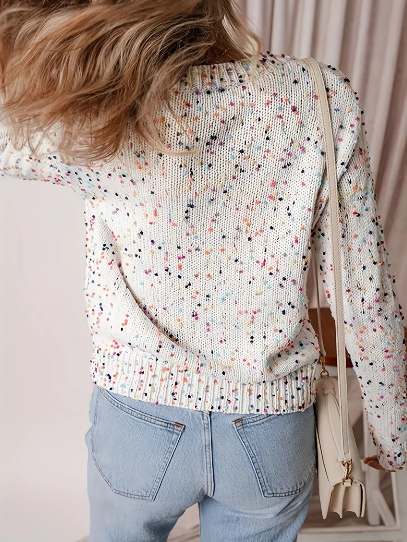 LIZAKOSHT  -  Clothes Autumn Women's Color Polka Dot Splicing Pullover Knitted Sweater