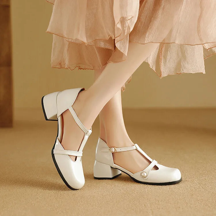 LIZAKOSHT  -  Female Sandal Comfort Shoes for Women Med Large Size Summer Block Heels Girls Medium Big Low Beige Chunky New Fashion Scand