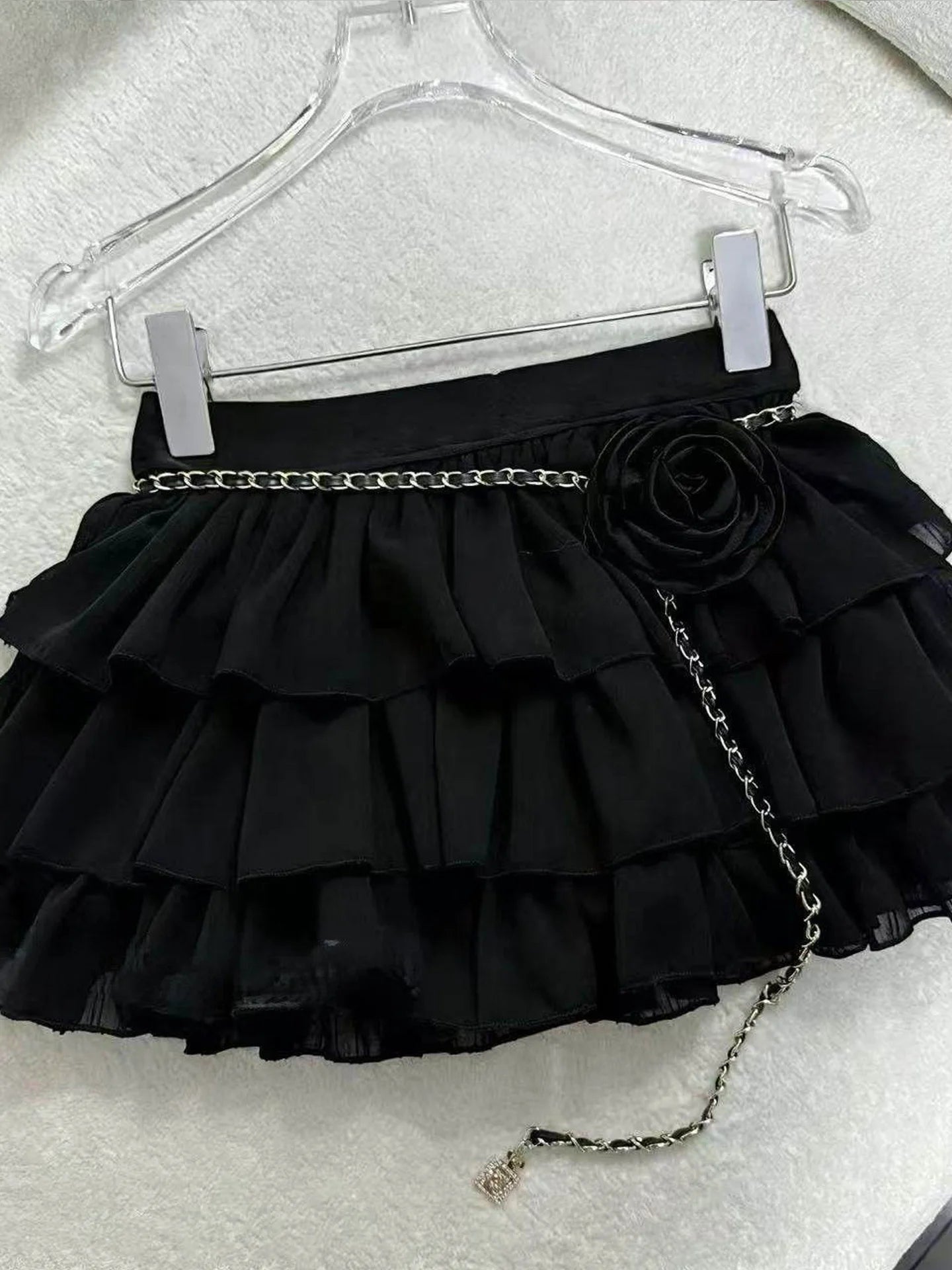 LIZAKOSHT  -  Sweet Fairy Style A-Line  Skirt Women's Summer New Chain Waist Belt Anti-Light Elastic Waist Versatile Short Skirt