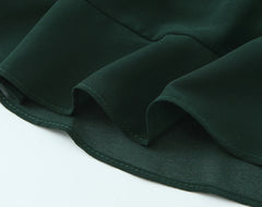 LIZAKOSHT  -  French Style Retro Dark Green V neck Corset Style Sling Dress Women Elastic Back Ruffles Hem Short Dresses Summer Robe Vestidos