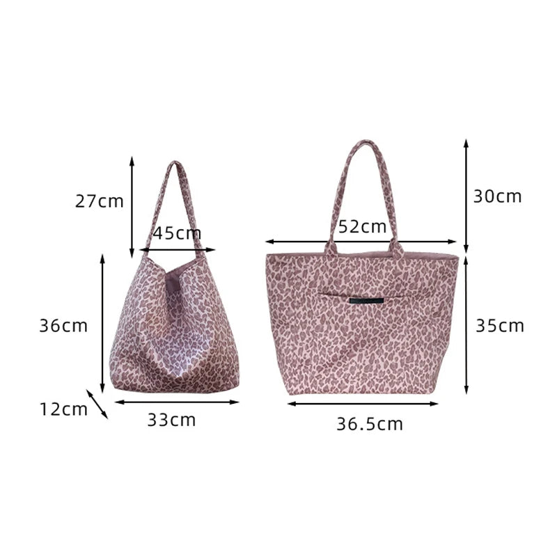 LIZAKOSHT  -  Women's Pink Leopard Print Shoulder Bag Large Capacity Casual Tote Simple Double Sided Use For Work Commuting