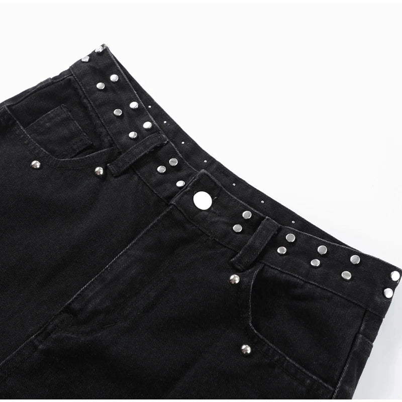 LIZAKOSHT  -  Chic Diamonds Leopard Pentagram Pants For Women Straight-leg Ankle-length Pocket Jeans 2025 Spring Summer Female Casual Trousers