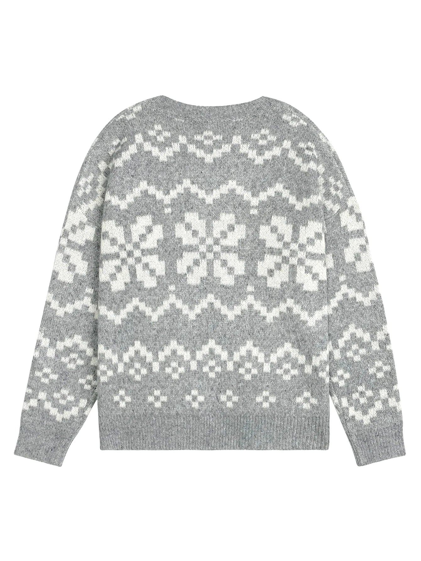 LIZAKOSHT  -  Autumn and winter new product half high collar snowflake Christmas multicolour loose casual knit sweater top female style