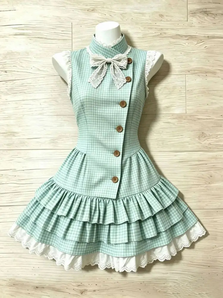 LIZAKOSHT  -  Dresses Vintage Y2k 2Piece Set Slim Plaid Streetwear 90s Short Skirt Woman Clothes Basics Sexy Dress Elegant Gyaru Emo