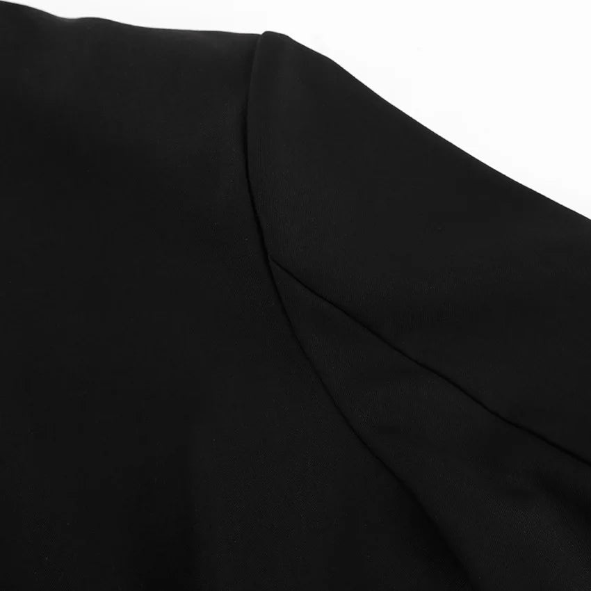 LIZAKOSHT  -  Woman Clothing Solid Black Short Blazers 2025 Autumn Office Lady Long Sleeve Cropped Tops Female Slim Outerwears Coats