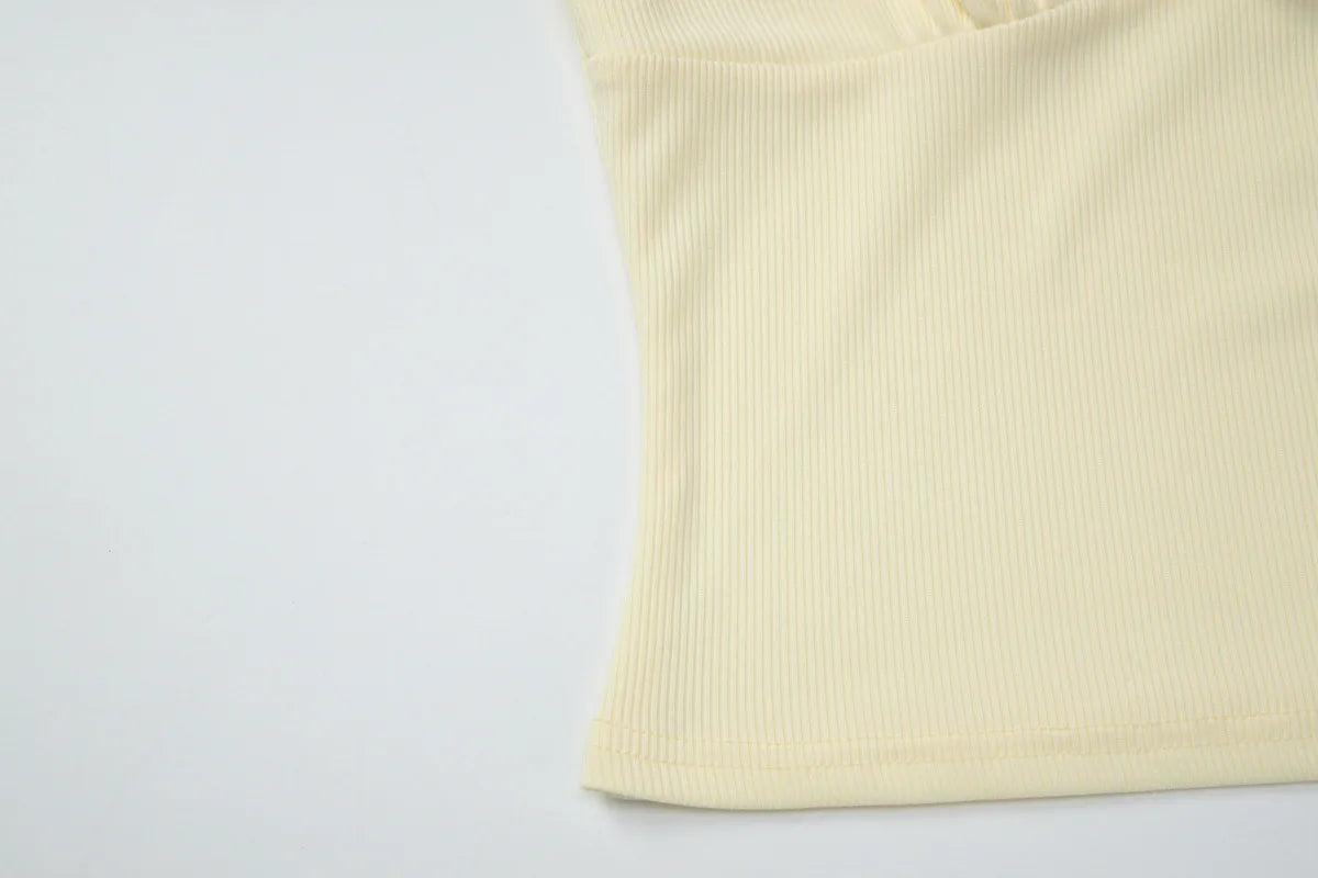 LIZAKOSHT  -  Woman Clothes Deep V-neck Yellow Tank Tops Sexy Sleeveless Lace Patchwork T-shirt Girls Y2K Corset Top Streetwear