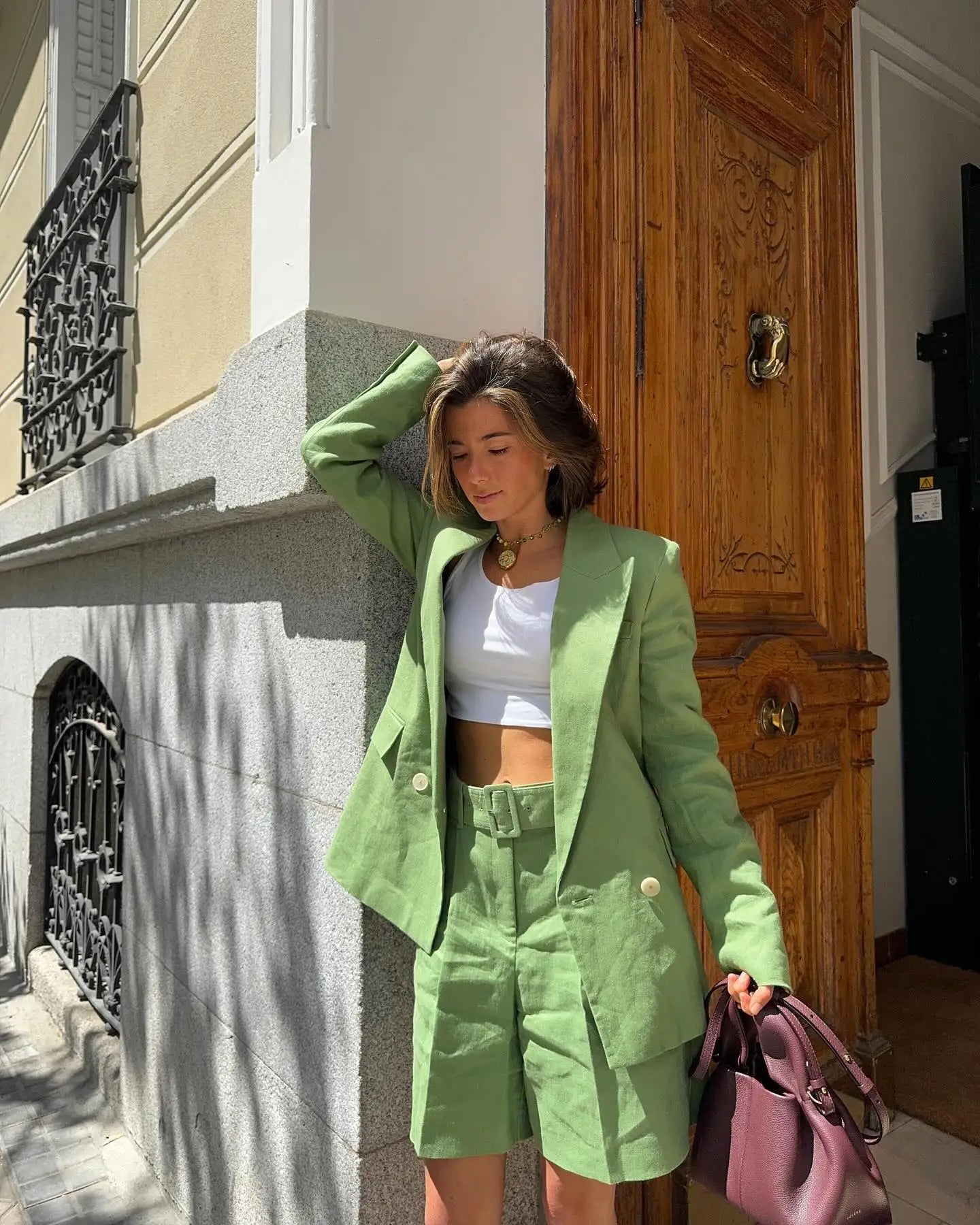 LIZAKOSHT  -  2025Solid Color Casual Two-piece Ladies Matching Suit Long Sleeve Suit Jacket Shorts Office Ladies Elegant Business Suit