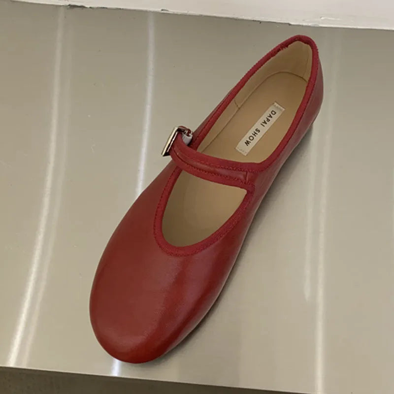 LIZAKOSHT  -  Autumn Women Flat Shoes Fashion Round Toe Shallow Ladies Dress Mary Jane Shoes Soft Flat Heel Casual Ballerinas New Woman