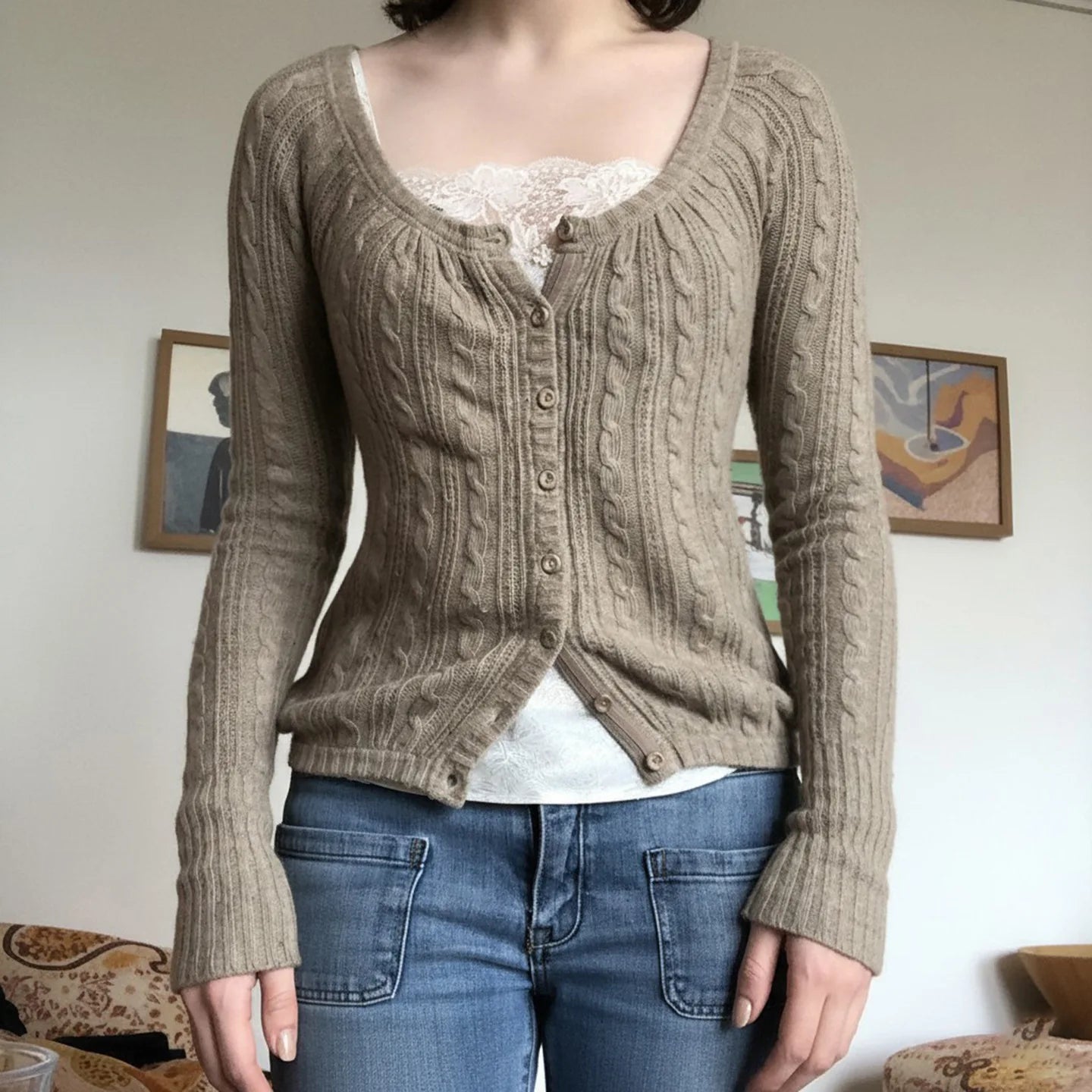 LIZAKOSHT  -  American retro-breasted cardigan with elegant temperament and women's knitted top