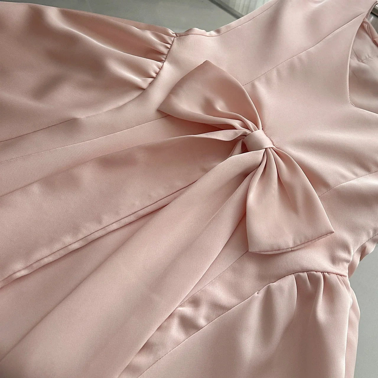LIZAKOSHT  -  Summer Women Ballet Core Preppy Bow Satins A-line Dress Mini Frocks Backless One-Piece Evening Party Shoujo Gyaru Old Money