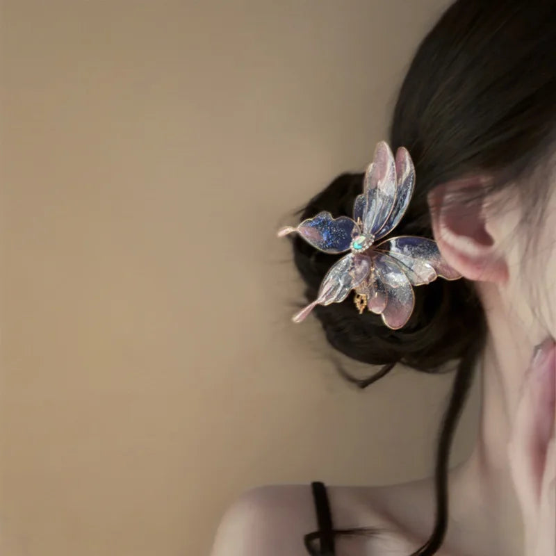 LIZAKOSHT  -  1PC Butterfly Dream Super Fairy New Chinese Retro Heat Shrink Butterfly Hair Clip Niche Design Temperament Hanfu Side Clip