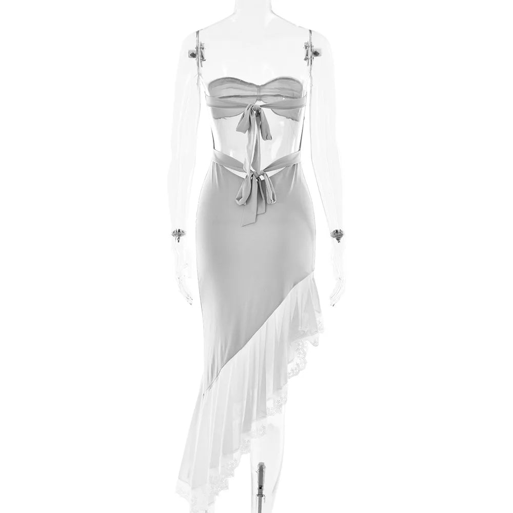 LIZAKOSHT  -  Sexy Slim Fit Bal Irregular Long Skirt High Waist Svel Midi Dr Women's Faion Ele Simple Color